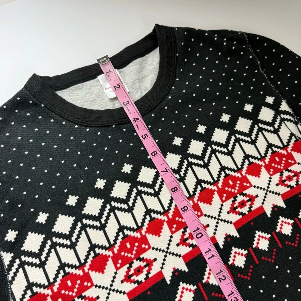Hanna Andersson Pajama Top Womens Small Heritage Fair Isle Black Lounge Cotton